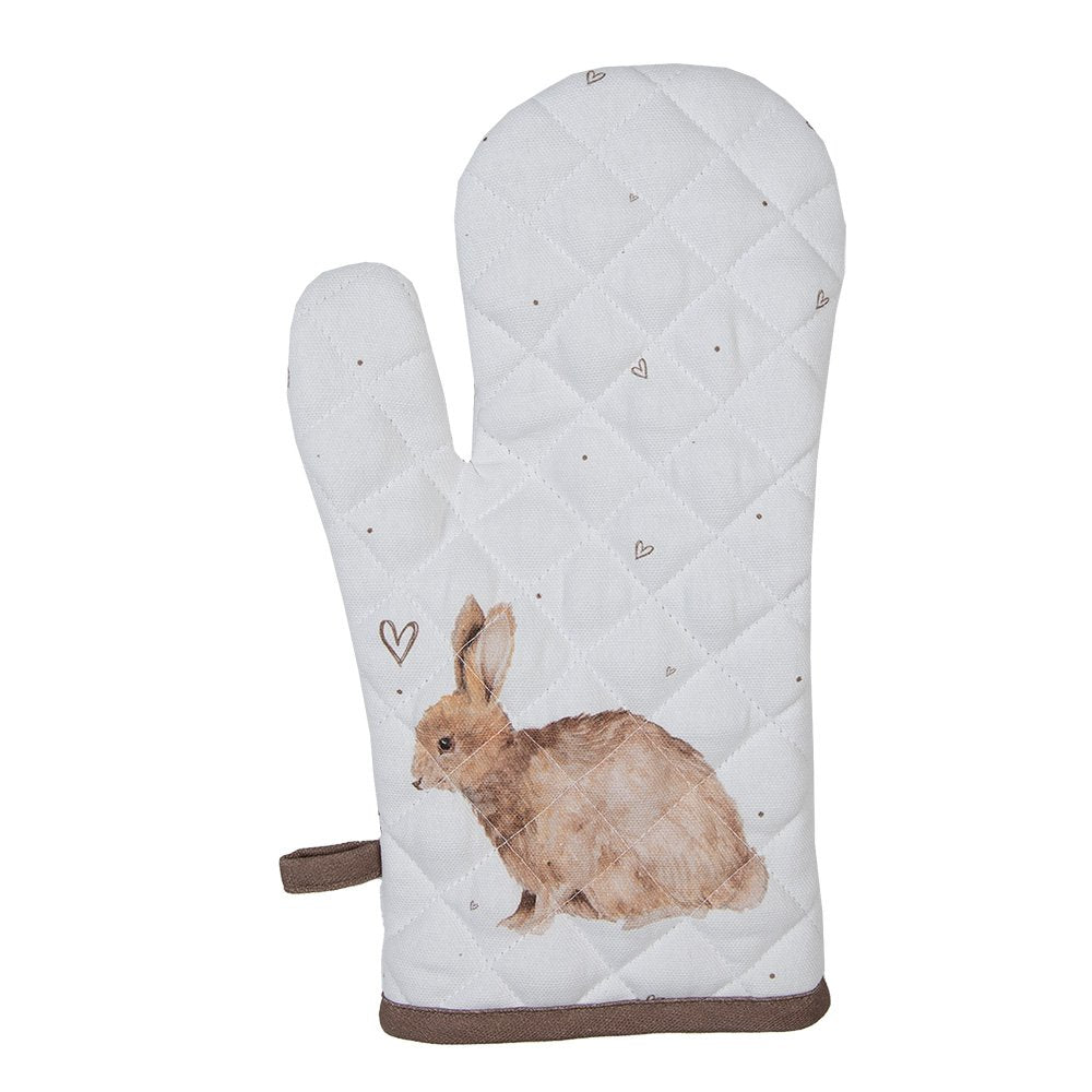 Kind Ovenwant 12x21 cm Wit Bruin Katoen Konijn