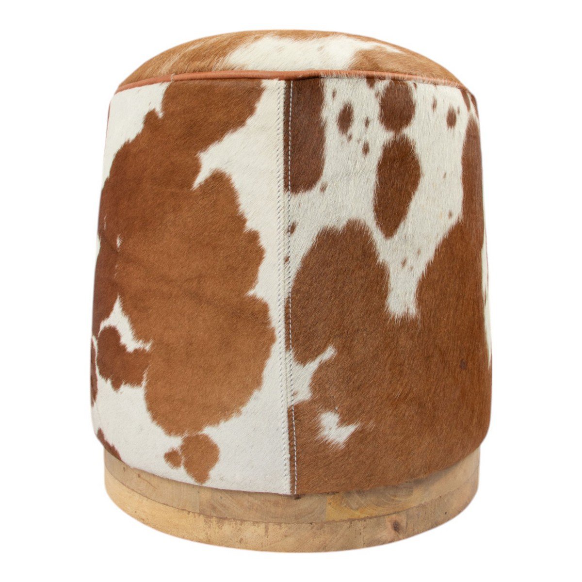 Poef Koe rond bruin wit 40x40x43cm (bos taurus taurus)