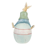 Beeld Konijn 31 cm Bruin Blauw Polyresin Paasdecoratie