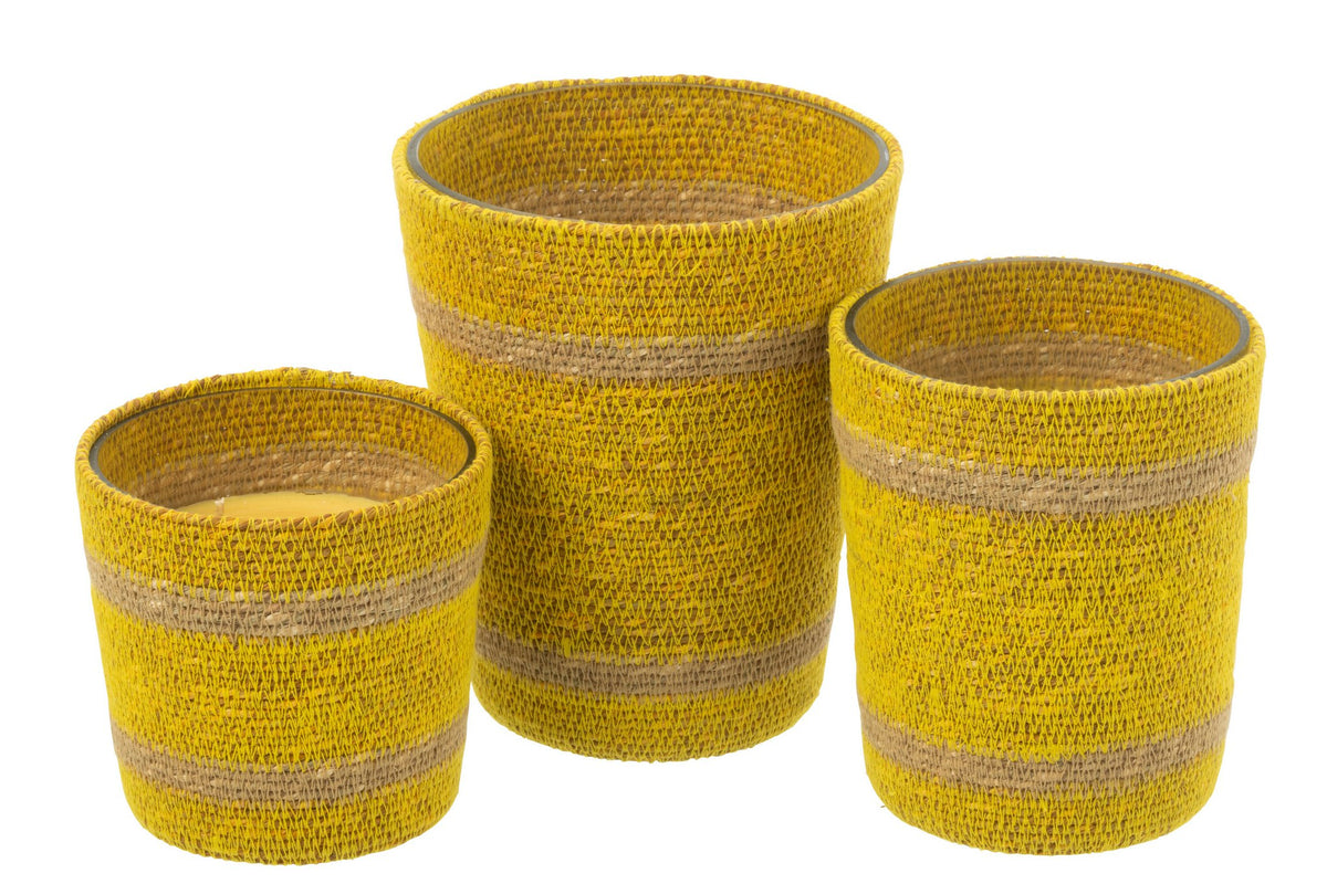 J-Line Geurkaars Mand Wax Geel Large - 75 Uur