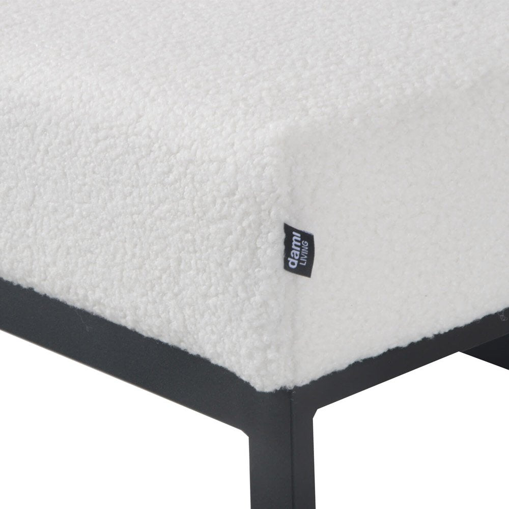 Pouf Hocker voetenbank bijzettafel Teddy stof wit 75 cm otto