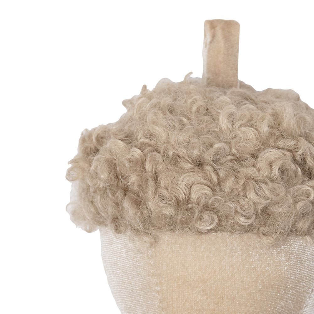Decoratie fluweel eikel crème 15cm*