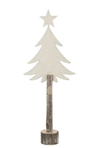 J-Line decoratie Kerstboom + Ster - ijzer/hout - wit - L