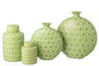 J-Line vaas Geruit - porselein - groen/wit - L