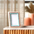 Fotolijst – Earth & Aqua Boho Beaded – Artisan Decor – 4×6 Inch