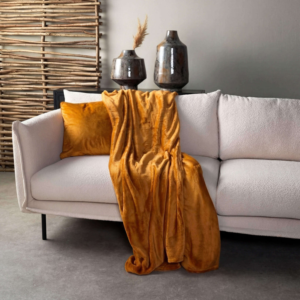 Nederlands decor Charlie - Plaid 200x220 cm - Chai Tea - Geel