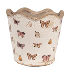 Bloempot Binnen Ø 16x15 cm Beige Roze Keramiek Vlinders Plantenpot
