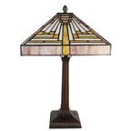 Tiffany Tafellamp 31x31x48 cm Beige Paars Glas Tiffany Bureaulamp