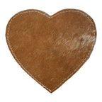 Onderzetter koehuid hart bruin/wit 14cm