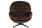 J-Line zetel Relax -+ voetbank - metaal/textiel - donkerbruin