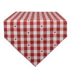 Tafelloper 50x160 cm Rood Wit Katoen Harten Ruiten