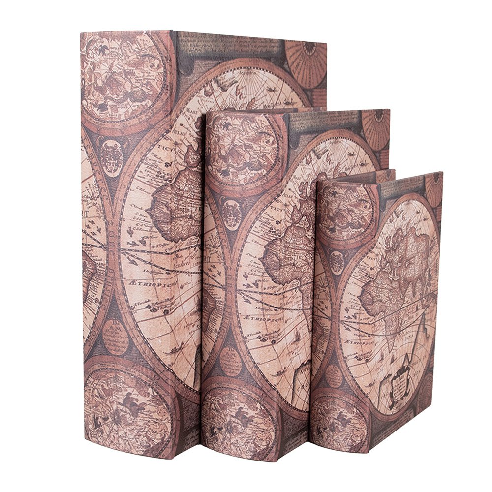 Opbergdoos Set van 3 Boeken 27/22/17 cm Bruin Hout