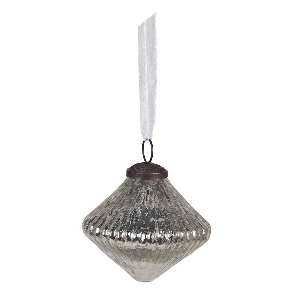 Kerstbal Ø 9 cm Zilverkleurig Glas Kerstdecoratie