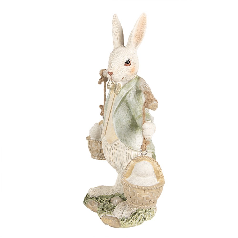 Beeld Konijn 17 cm Wit Groen Polyresin
