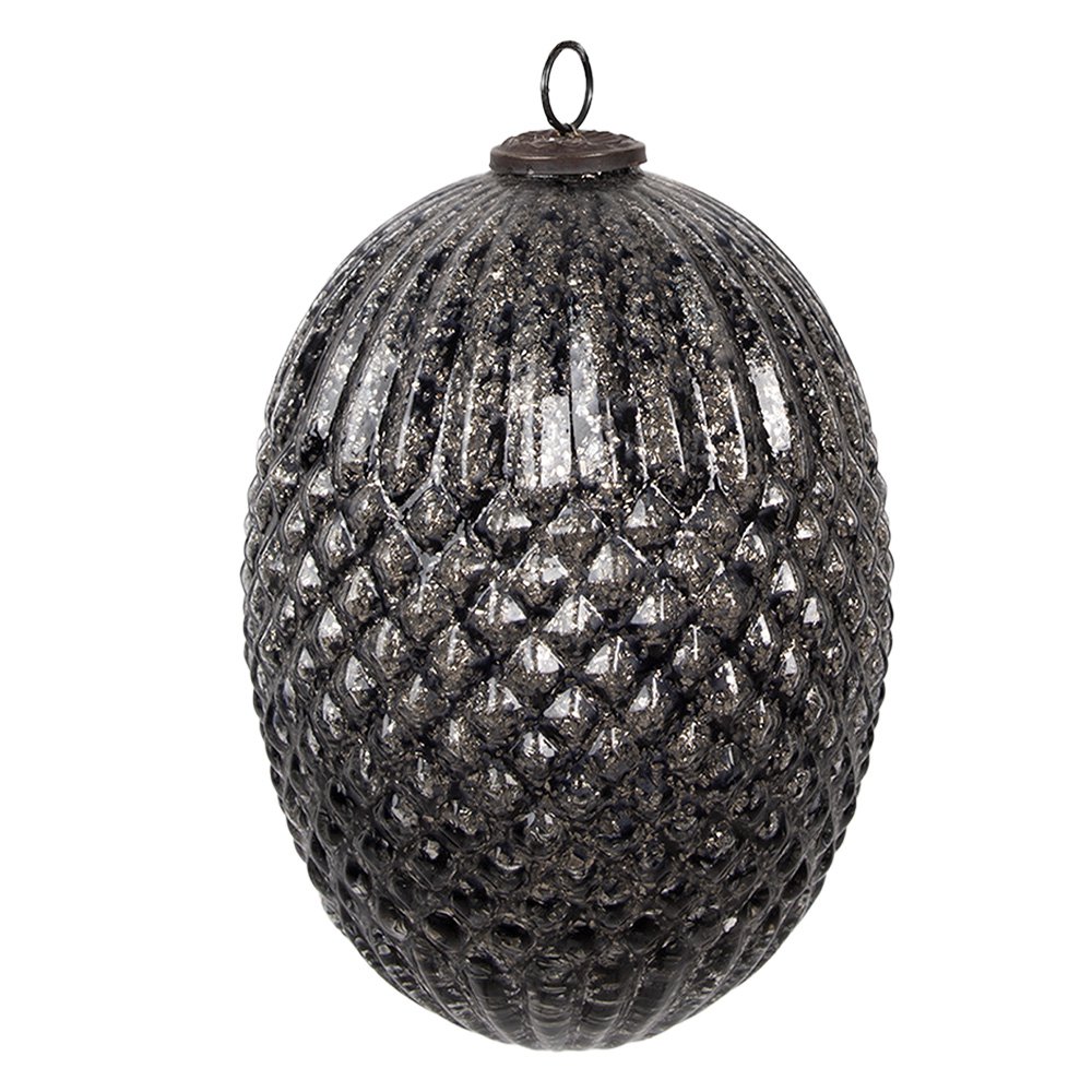 Kerstbal Ø 17x25 cm Zwart Glas Kerstboomversiering