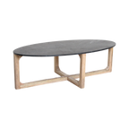 Ovale marmeren salontafel - zwart - 120x60x38 cm