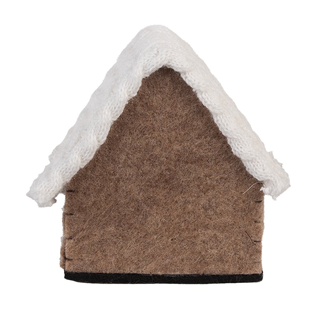 Decoratie Beeld Huis 13x10x13 cm Bruin Textiel