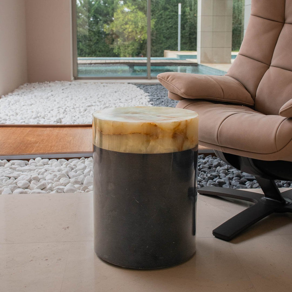 Salontafel Zwart Marmer en lichtgroene onyx