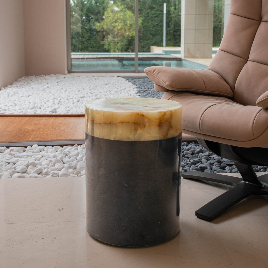 Salontafel Zwart Marmer en lichtgroene onyx
