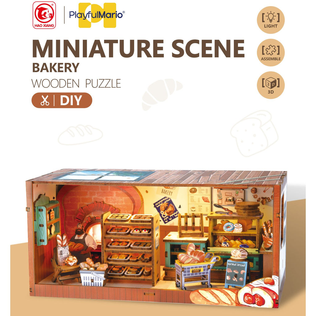 DIY Miniature Scene 3D Bakkerswinkel met LED- verlichting- MDF