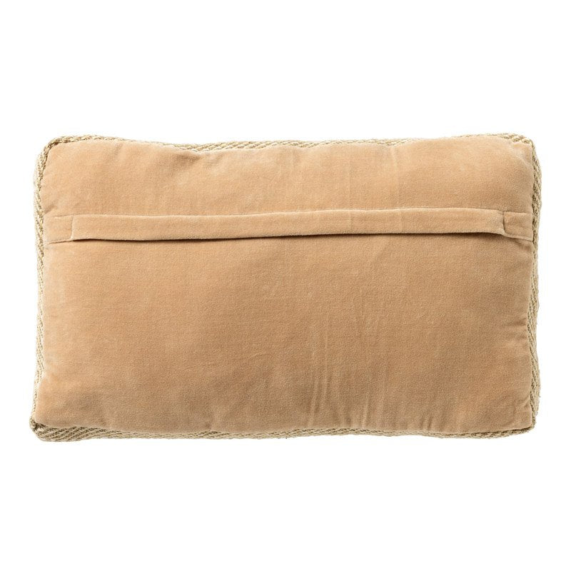 Dutch Decor Manoe - Kussen 30x50 cm - Jute rand - Griesmeel - Beige