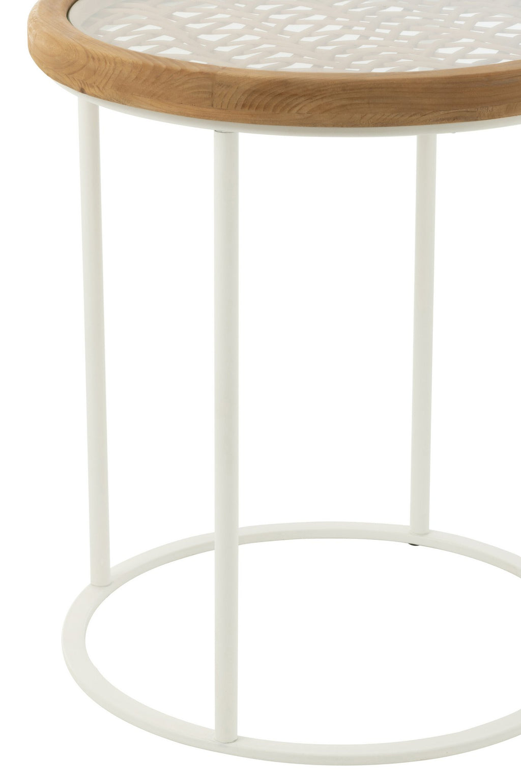 J-Line Bijzettafel Mati Sparhout/Metaal Naturel/Wit