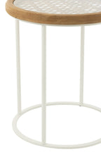 J-Line Bijzettafel Mati Sparhout/Metaal Naturel/Wit