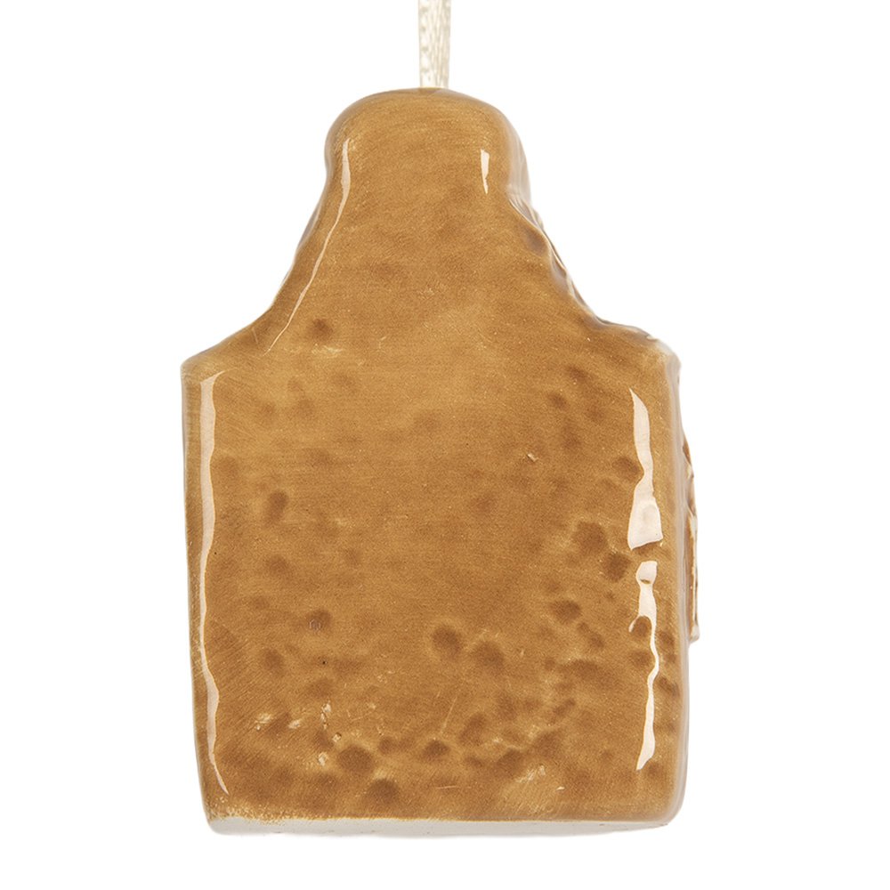 Kersthanger Gingerbread house 4x3x6 cm Bruin Keramiek