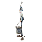 Decoratie Beeld Kabouter 67 cm Blauw Wit Metaal