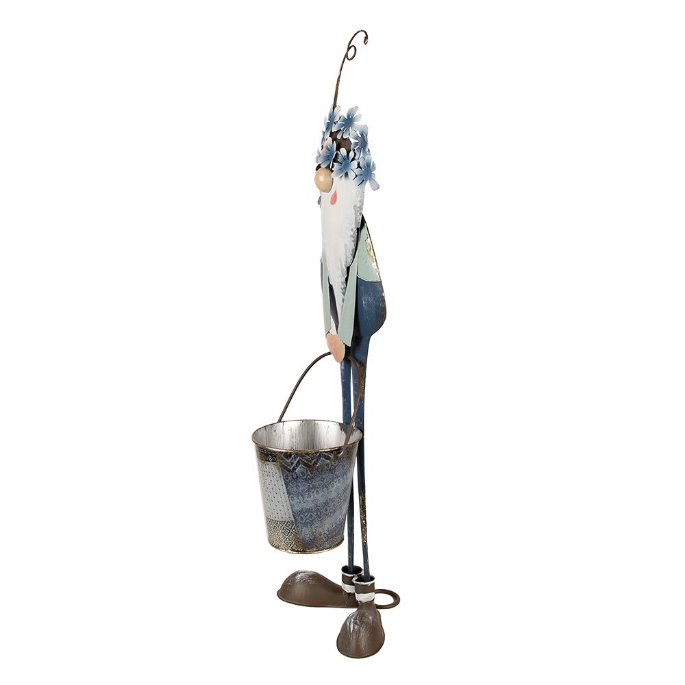 Decoratie Beeld Kabouter 67 cm Blauw Wit Metaal