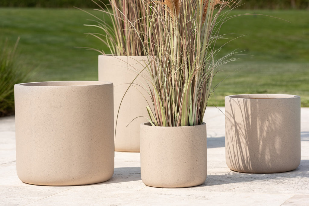 J-Line bloempot Dune - keramiek - wit - set van 4