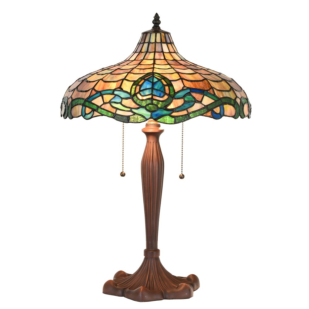 Tiffany Tafellamp Ø 41x60 cm Paars Groen Glas Tiffany Bureaulamp
