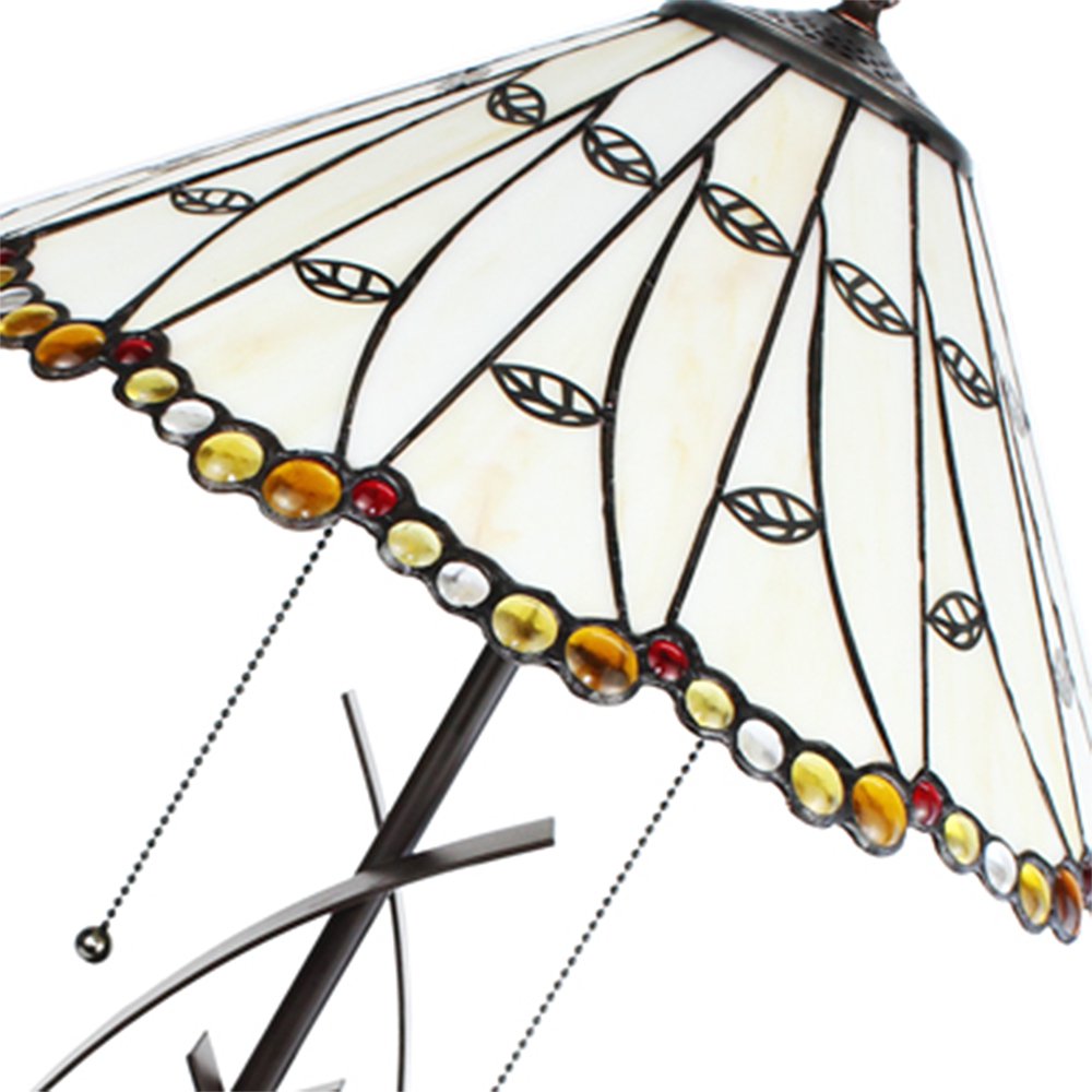 Tiffany Tafellamp Ø 41x68 cm Beige Glas Tiffany Bureaulamp