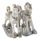 Beeld Set van 2 Paard 8 cm Wit Kunststof Kerstdecoratie