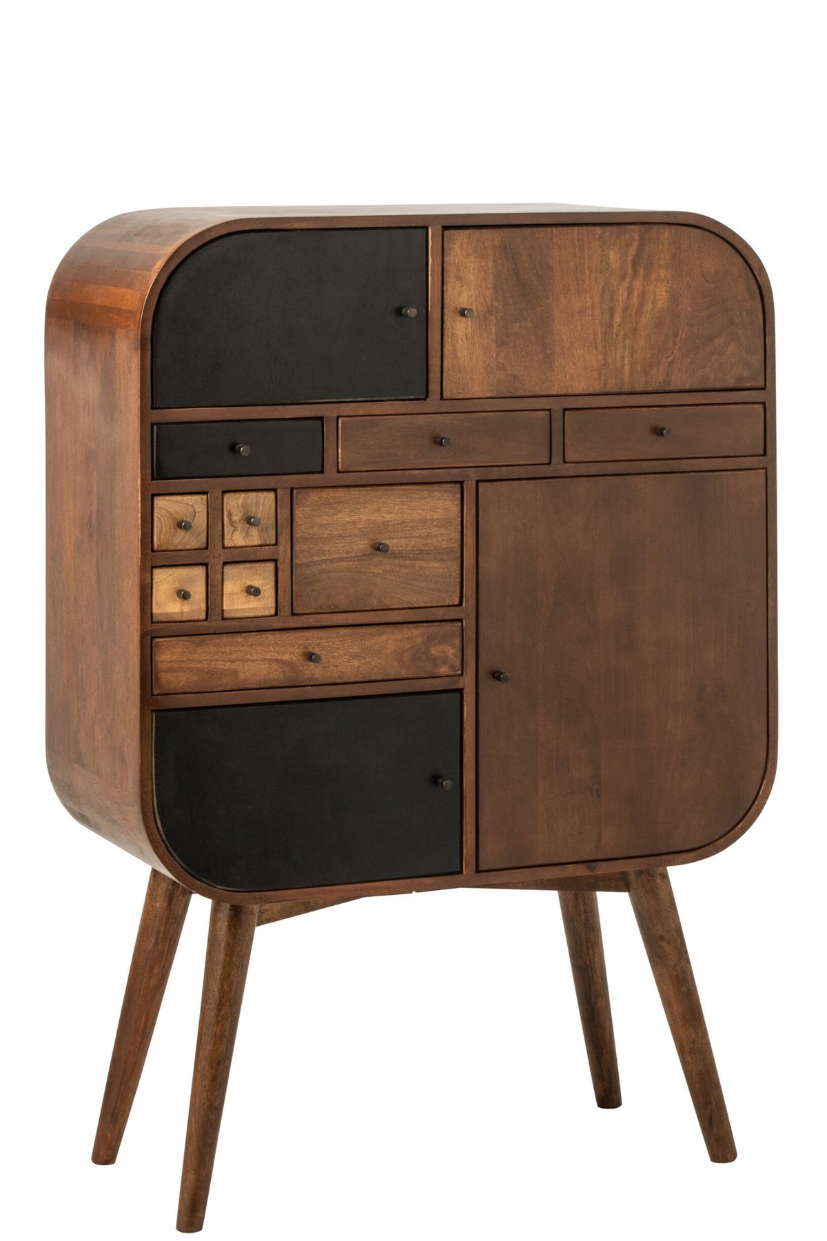 J-Line Kast met meerdere laden - mangohout - naturel/zwart