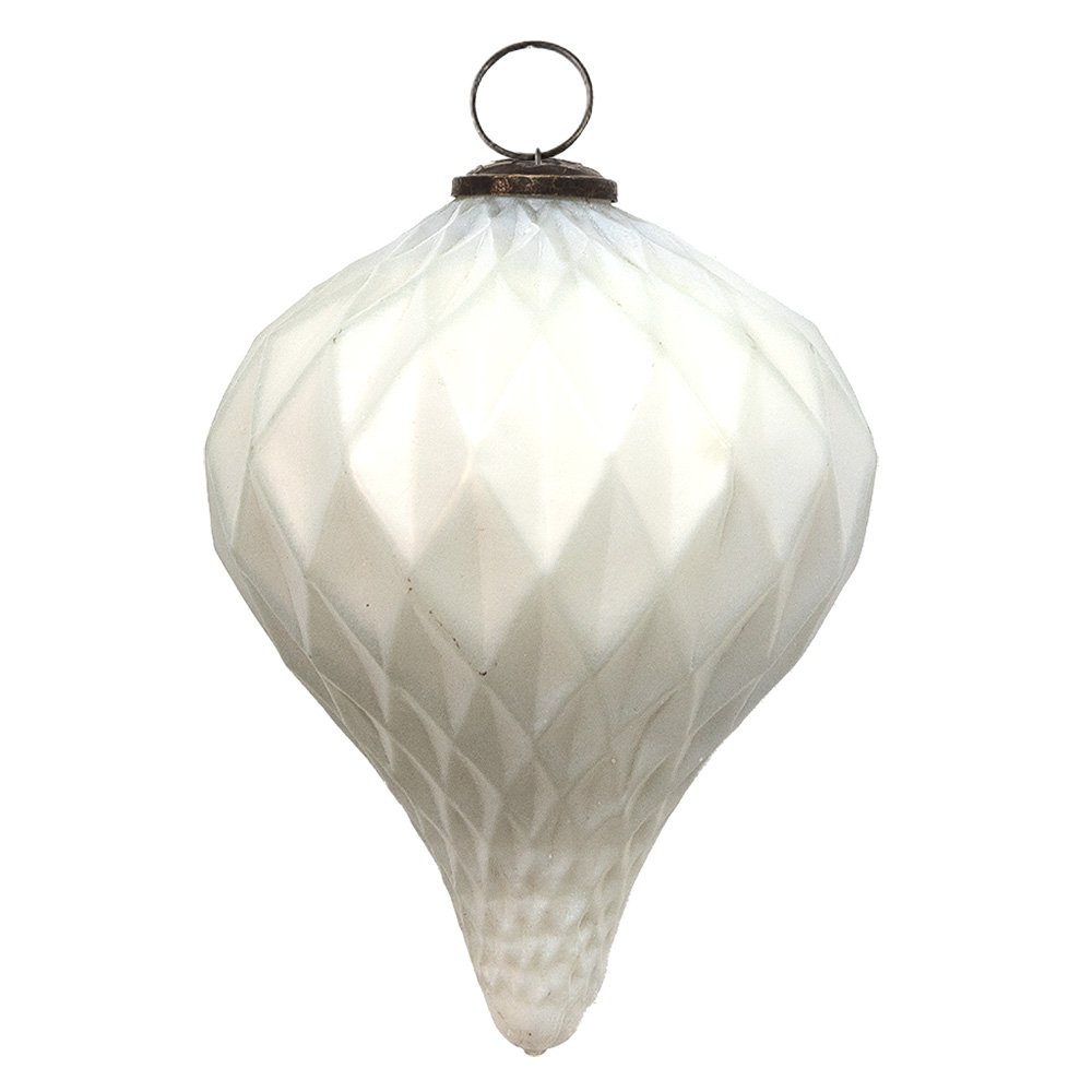 Kerstbal XL Ø 16 cm Wit Glas Kerstdecoratie