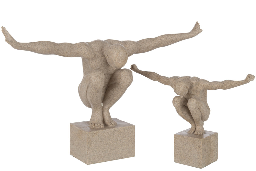 J-Line decoratie Sporter - marmer - polyresin - beige -large