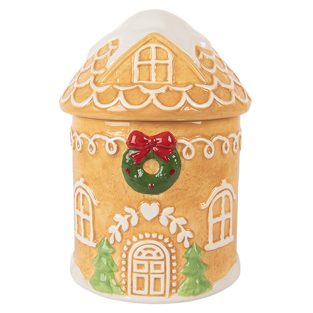 Voorraadpot Deksel Gingerbread house Ø 13x17 cm Bruin Keramiek