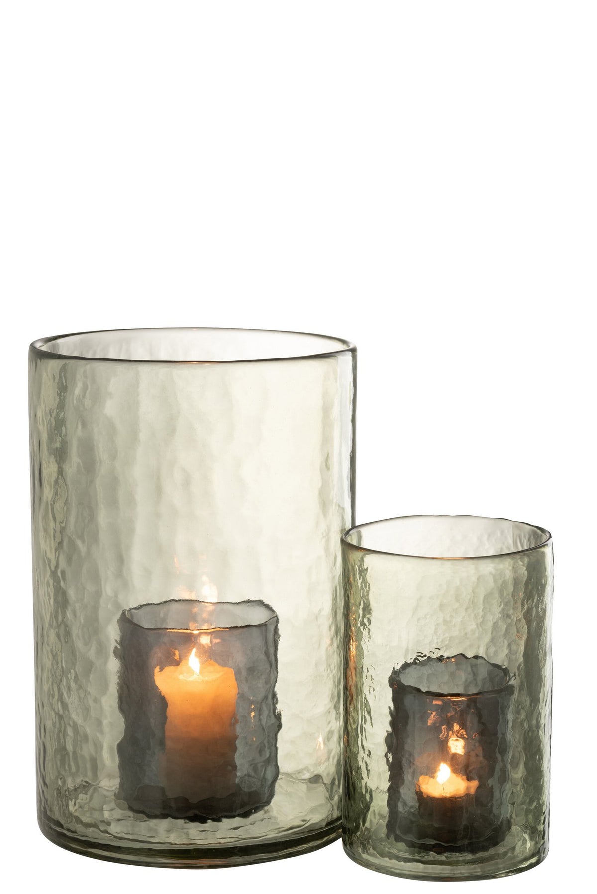 J-Line Windlicht Dubbel Glas Groen Large