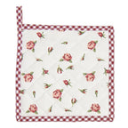 Pannenlap 20x20 cm Rood Wit Katoen Rozen Afgiet Pannenlap