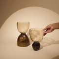 Pijlerkaarsenhouder van getextureerd glas - Omkeerbaar, tweekleurig