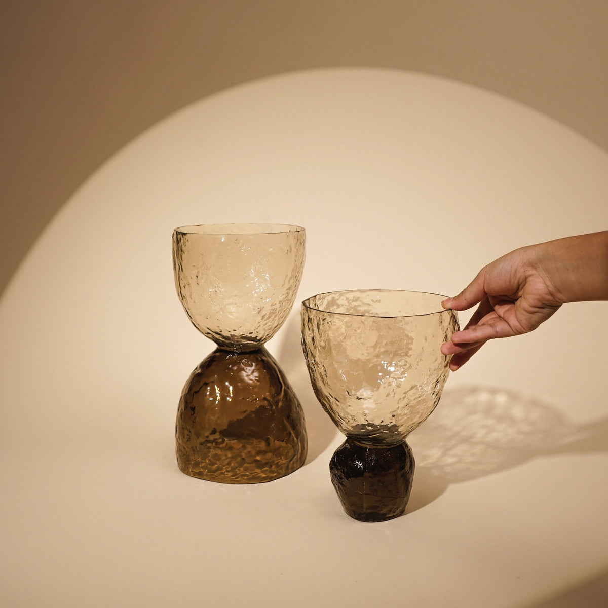 Pijlerkaarsenhouder van getextureerd glas - Omkeerbaar, tweekleurig
