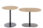 J-Line bijzettafel Rond - ijzer - zwart/naturel - set van 2
