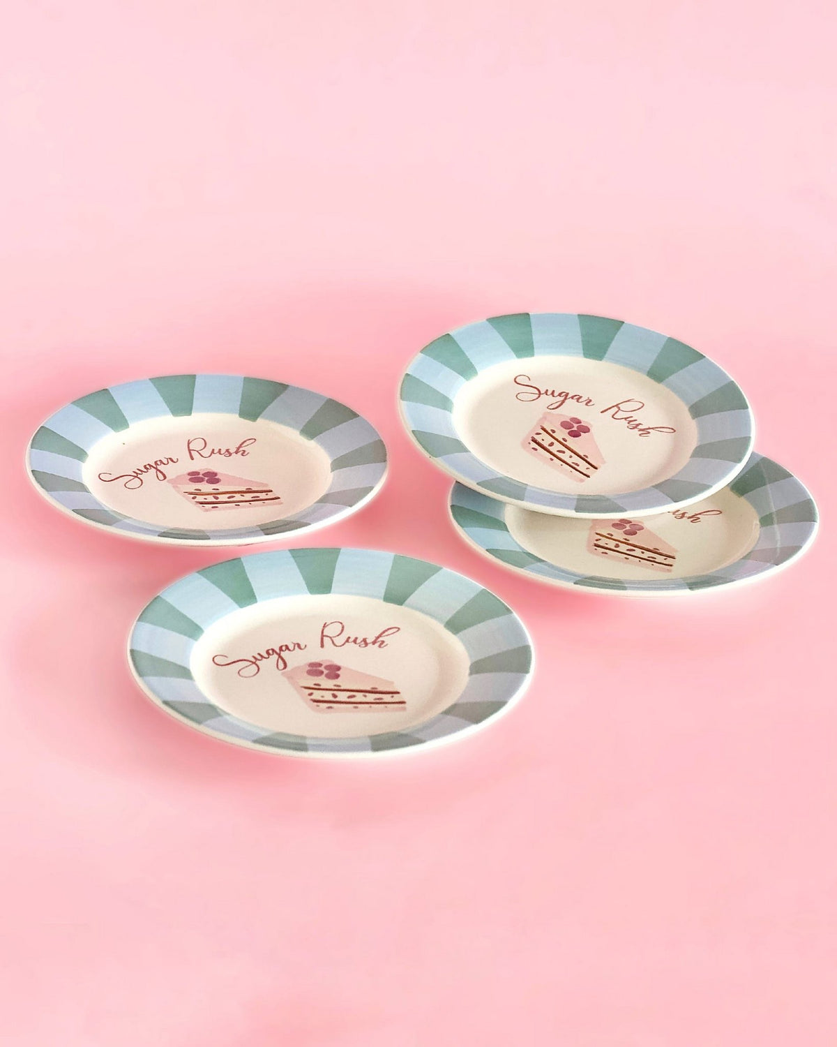 Serveerbord | Keramiek Handgeschilderde Sugar Rush | Set van 4, 16,5x2cm