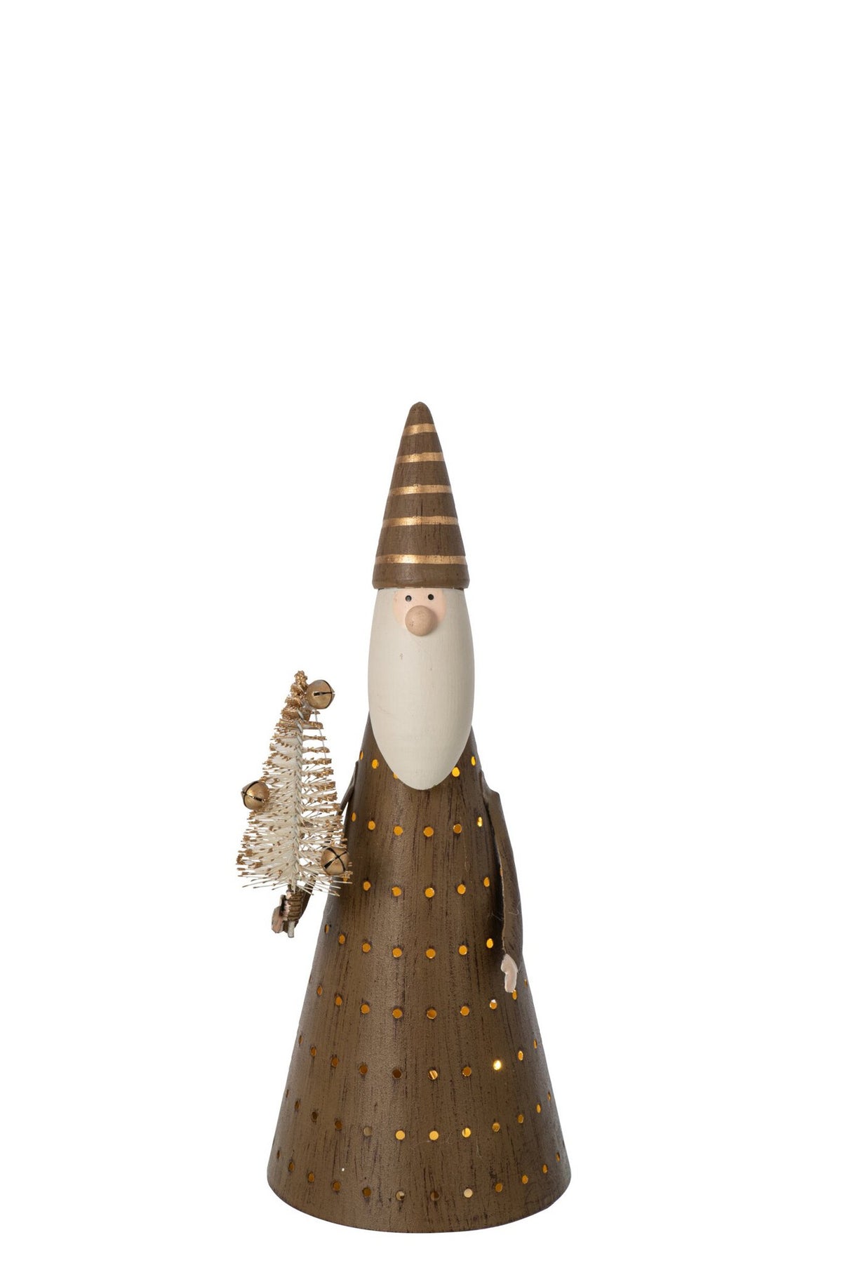 J-Line Ledkerstman - ijzer - bruin/wit - small