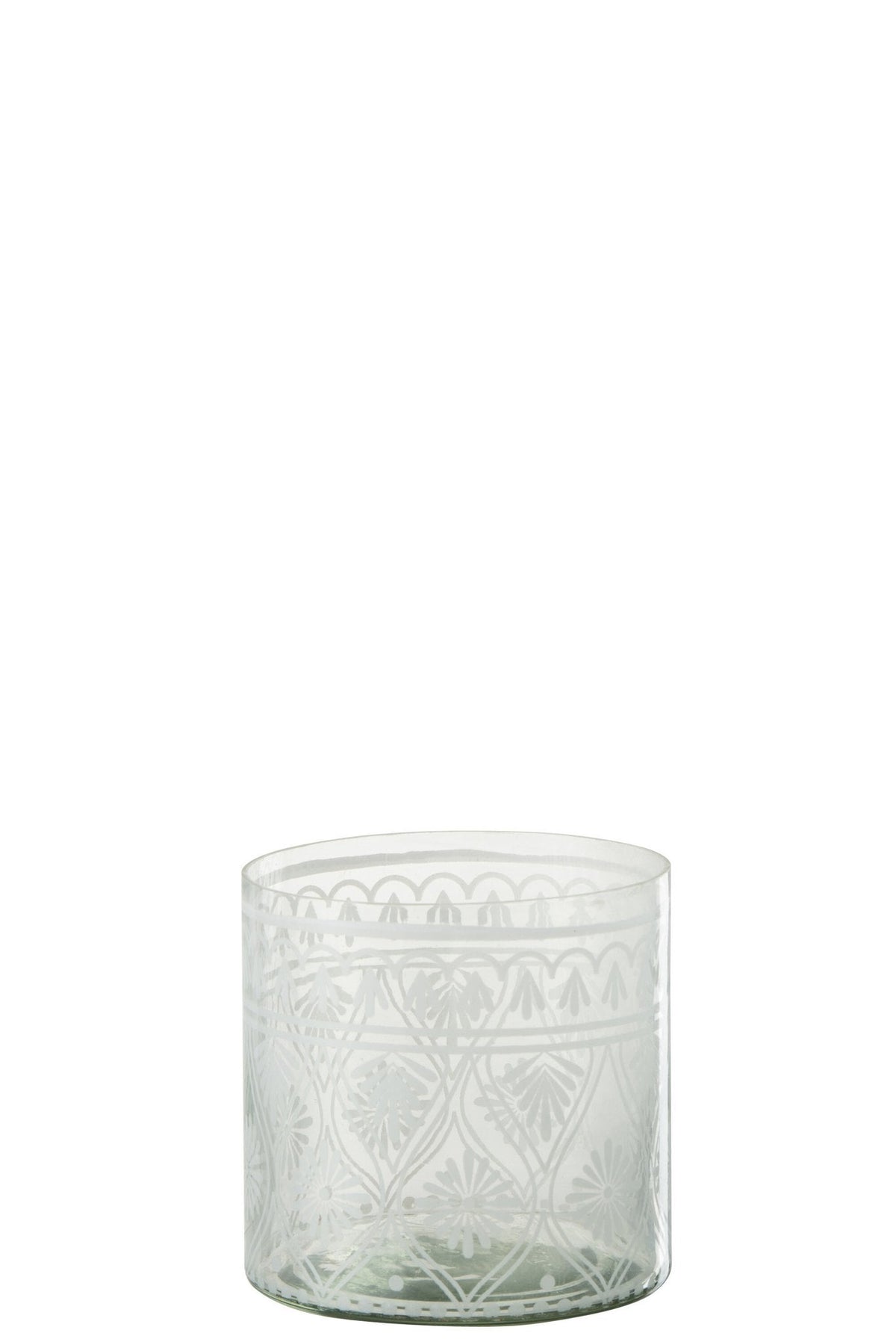 J-Line windlicht Patroon - glas - transparant/wit - small