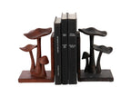 J-Line boekensteun Paddenstoel - polyresin - bruin/zwart - set van 2