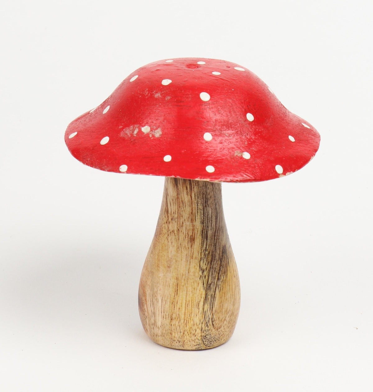 Houten paddenstoel 15cm rood/bruin