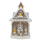 Gingerbread house met LED 13x12x20 cm Bruin Kunststof
