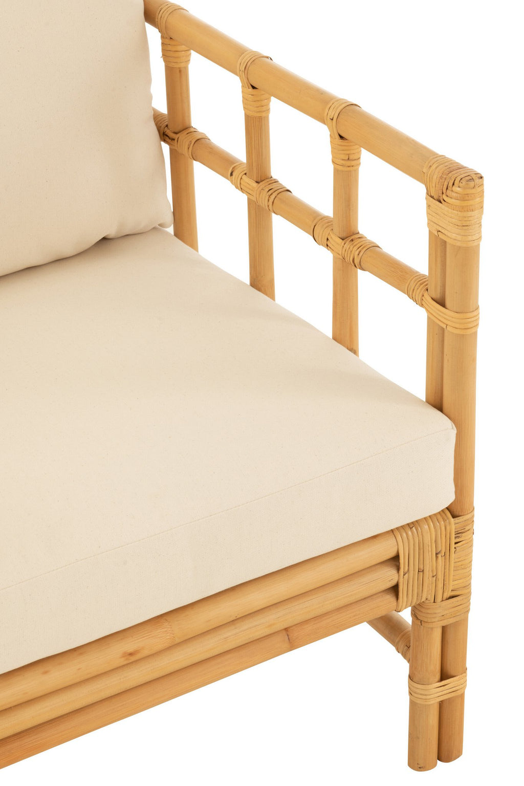 J-Line armstoel Elise + Kkussen - rotan/textiel - naturel/wit